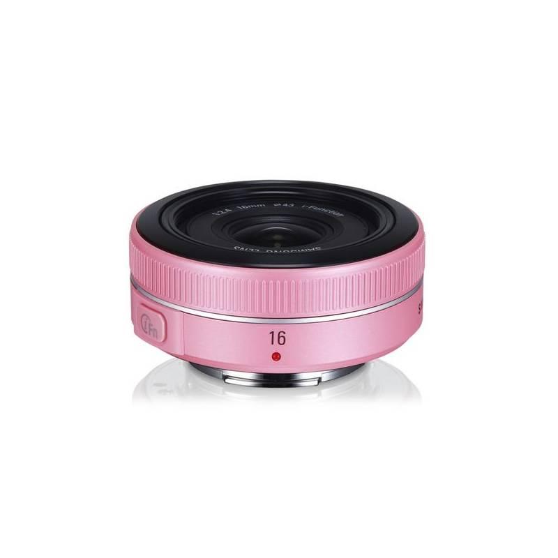 Objektiv Samsung NX 16mm F2.4 růžový, objektiv, samsung, 16mm, růžový