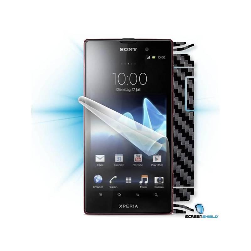 Ochranná fólie Screenshield na displej + carbon skin (černá) pro Sony Xperia Ion (LT28h) (SON-XPION-CB), ochranná, fólie, screenshield, displej, carbon, skin, černá, pro, sony