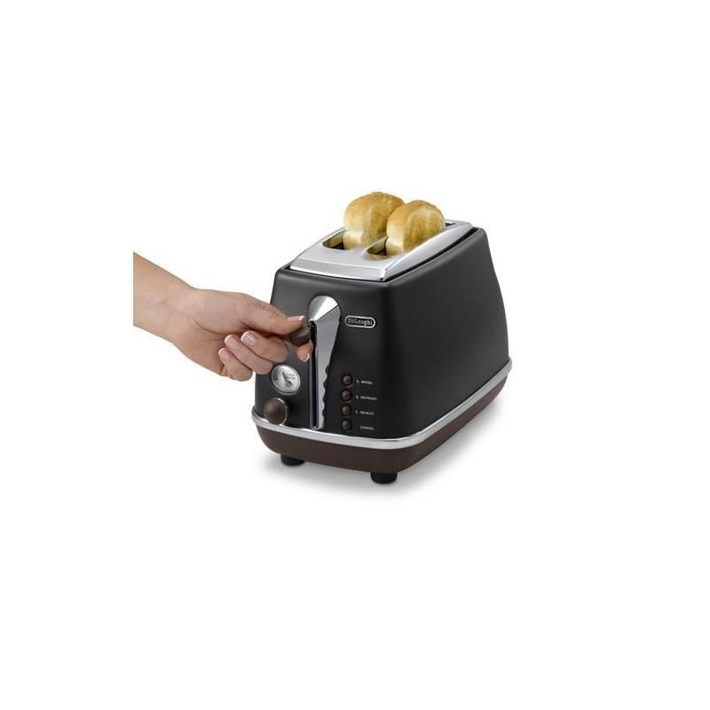 Opékač topinek DeLonghi Icona Vintage CTOV2003BK černý, opékač, topinek, delonghi, icona, vintage, ctov2003bk, černý
