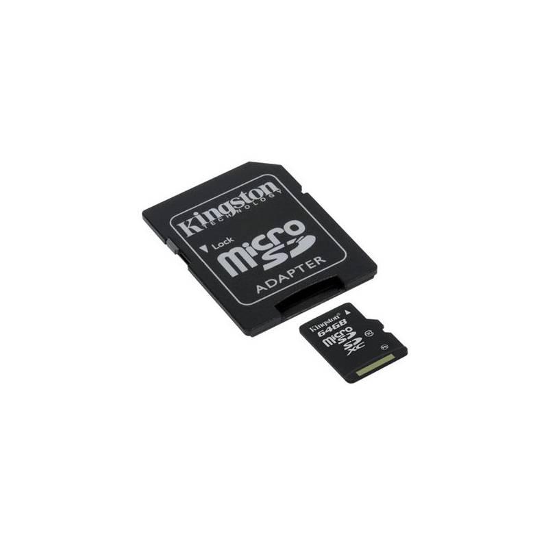 Paměťová karta Kingston MicroSDXC 64GB Class10 + adapter (SDCX10/64GB), paměťová, karta, kingston, microsdxc, 64gb, class10, adapter, sdcx10