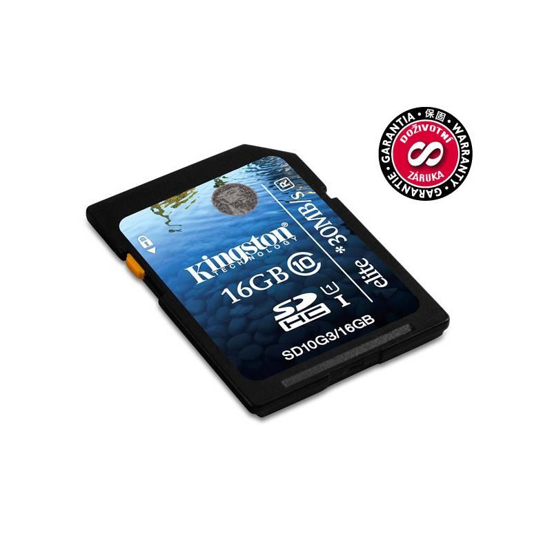 Paměťová karta Kingston SDHC Elite 16GB Class 10 UHS-I (SD10G3/16GB), paměťová, karta, kingston, sdhc, elite, 16gb, class, uhs-i, sd10g3