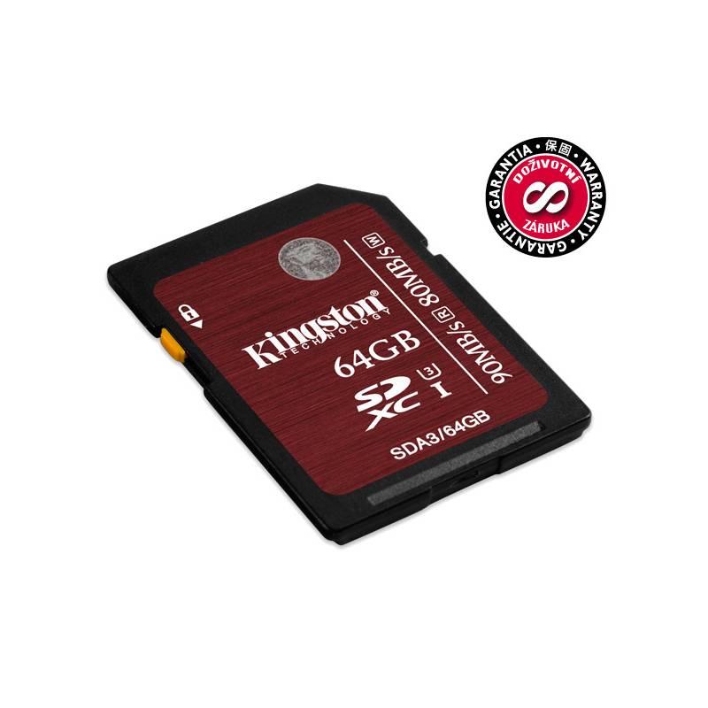 Paměťová karta Kingston SDXC Ultimate 64GB Class 10 UHS-1 U3 (SDA3/64GB), paměťová, karta, kingston, sdxc, ultimate, 64gb, class, uhs-1, sda3