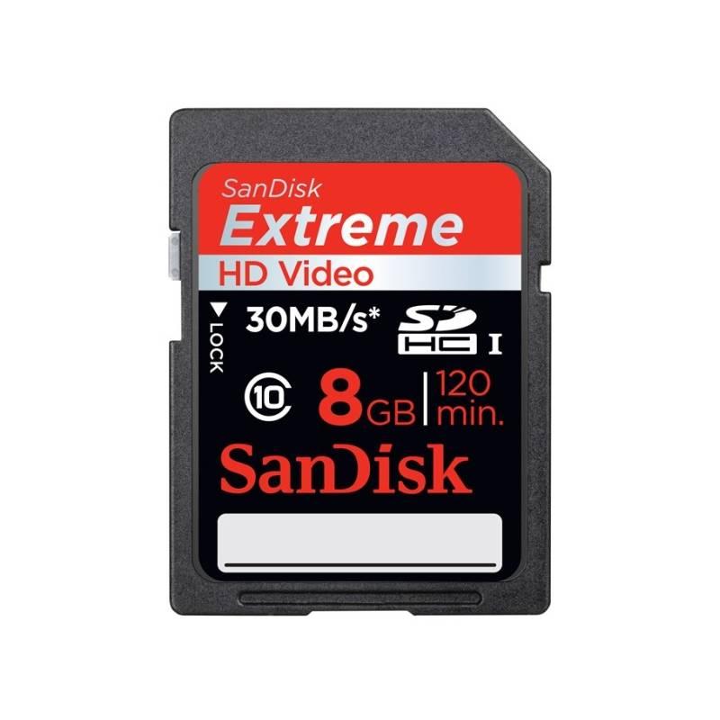 Paměťová karta Sandisk Extreme SDHC 8GB Class 10 (91054) černá, paměťová, karta, sandisk, extreme, sdhc, 8gb, class, 91054, černá