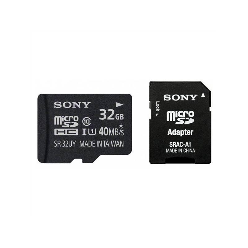 Paměťová karta Sony MicroSDHC 32GB Class 10 UHS 1 + adapter (SR32UYA) černá, paměťová, karta, sony, microsdhc, 32gb, class, uhs, adapter, sr32uya