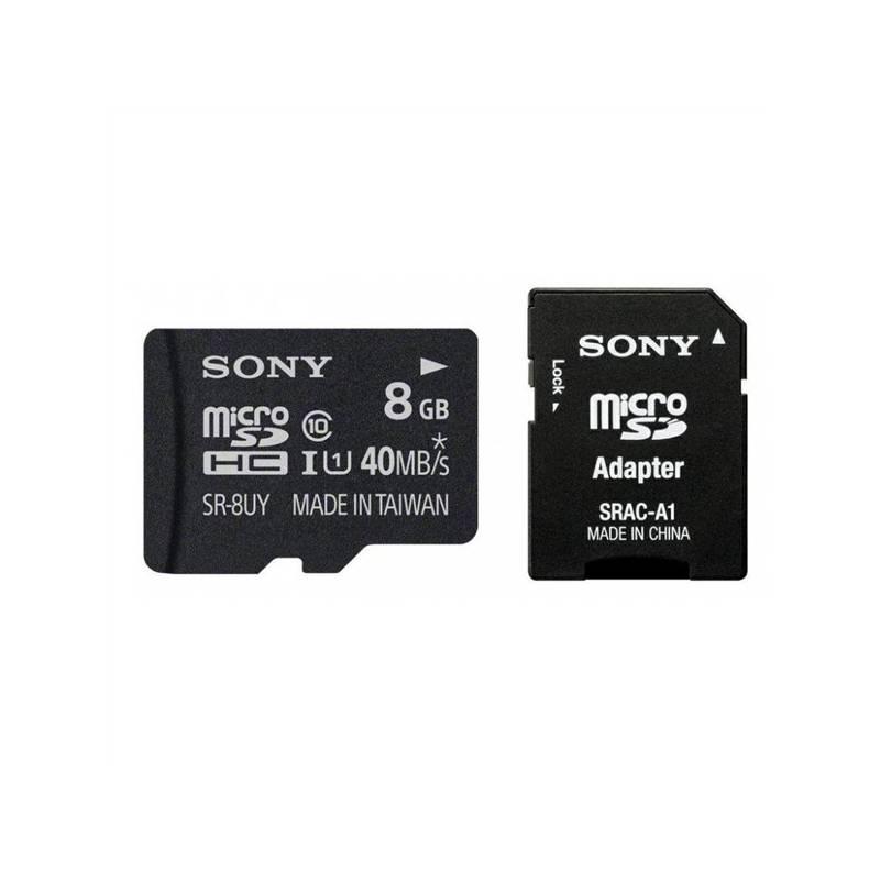Paměťová karta Sony MicroSDHC 8 GB Class 10 UHS 1 + adapter (SR8UYA) černá, paměťová, karta, sony, microsdhc, class, uhs, adapter, sr8uya