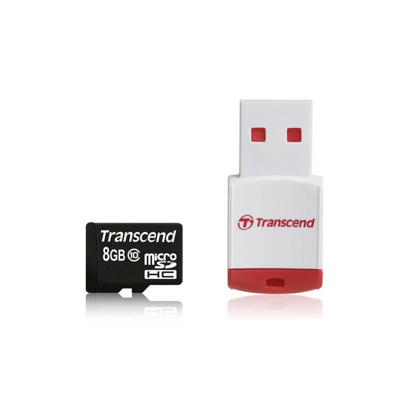 Paměťová karta Transcend MicroSDHC 8GB Class10 + USB reader (TS8GUSDHC10-P3), paměťová, karta, transcend, microsdhc, 8gb, class10, usb, reader, ts8gusdhc10-p3