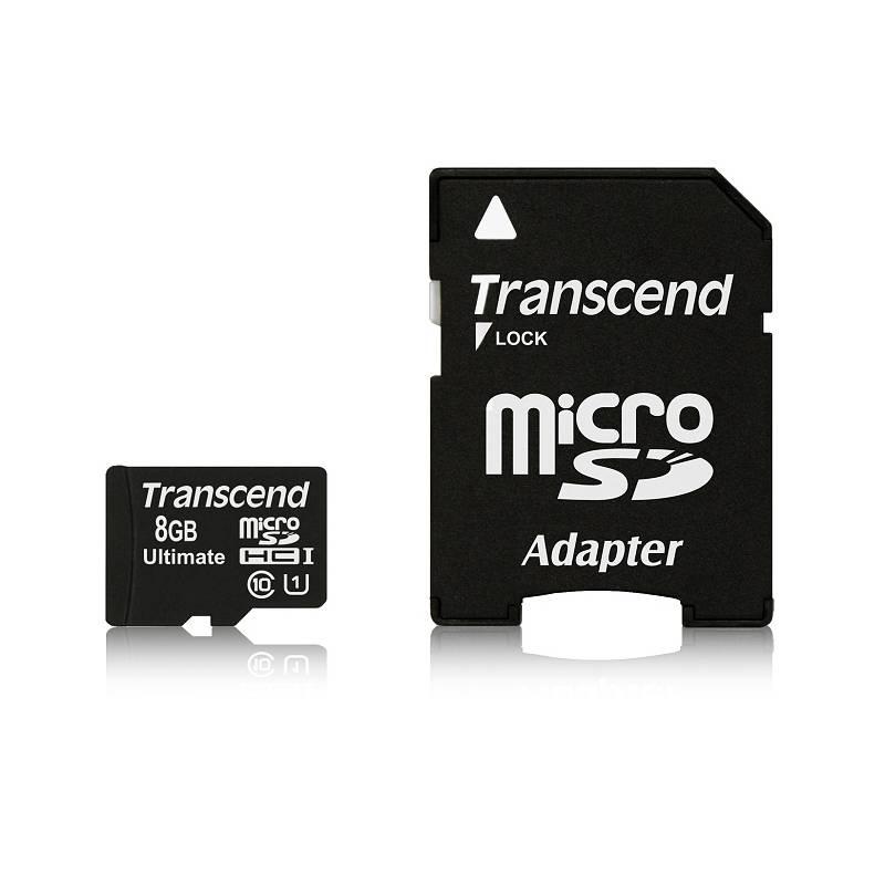 Paměťová karta Transcend MicroSDHC Ultimate 8GB Class 10 UHS-1 U1 + adapter (TS8GUSDHC10U1), paměťová, karta, transcend, microsdhc, ultimate, 8gb, class, uhs-1