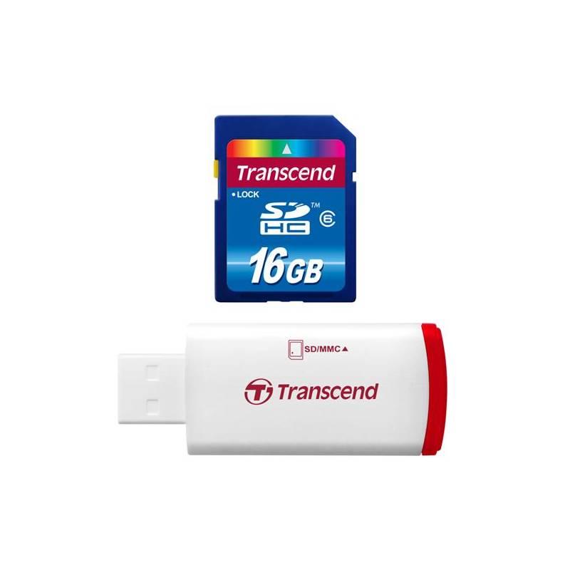 Paměťová karta Transcend SDHC 16GB Class6 + USB reader (TS16GSDHC6-P2) modrá, paměťová, karta, transcend, sdhc, 16gb, class6, usb, reader, ts16gsdhc6-p2