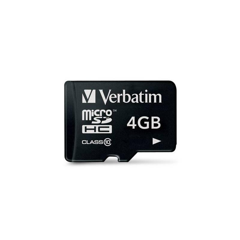 Paměťová karta Verbatim Micro SDHC 4GB Class 10 (44011) černá, paměťová, karta, verbatim, micro, sdhc, 4gb, class, 44011, černá