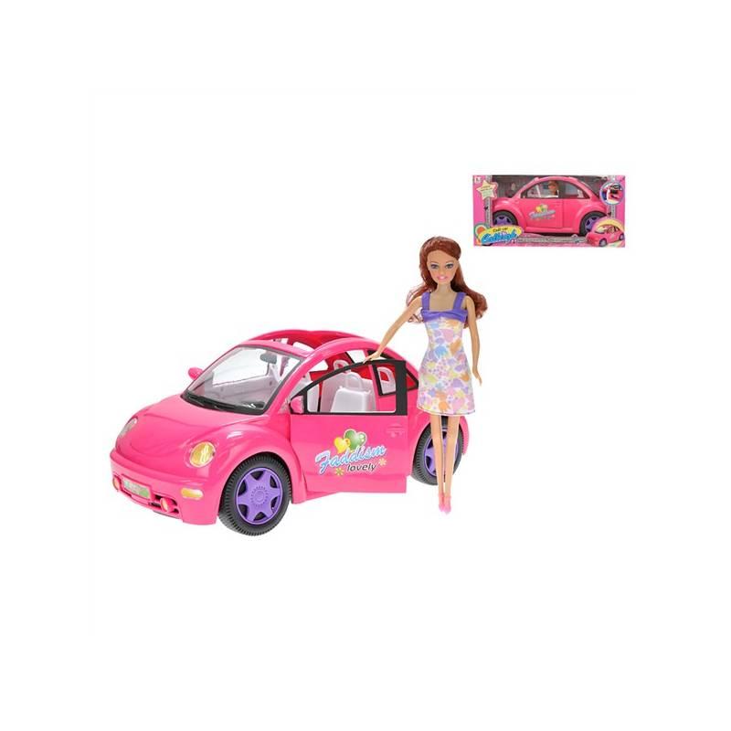 Panenka Mikro 29cm s růžovým autem 41cm, panenka, mikro, 29cm, růžovým, autem, 41cm