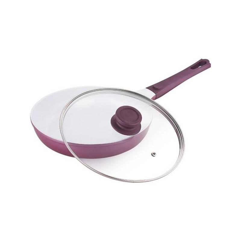 Pánev Bergner Vioflam keramická s poklicí 24 cm bílá/fialová, pánev, bergner, vioflam, keramická, poklicí, bílá, fialová
