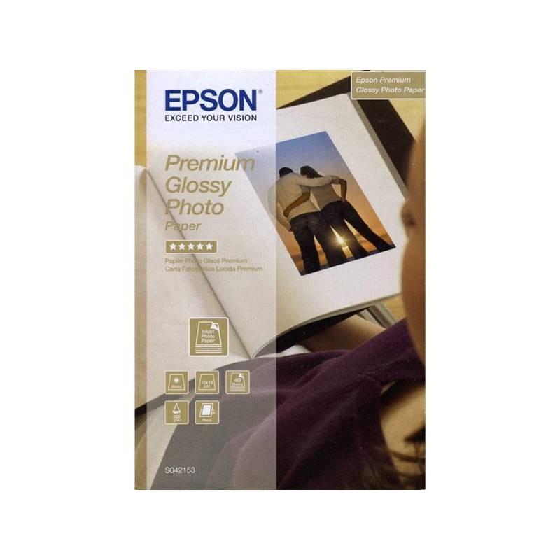 Papíry do tiskárny Epson Premium Glossy Photo 10x15, 225g, 40 listů (C13S042153) bílý, papíry, tiskárny, epson, premium, glossy, photo, 10x15, 225g, listů