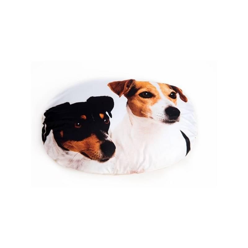Polštář Samohýl ovál textil Foto Jack Russel 60 cm béžový, polštář, samohýl, ovál, textil, foto, jack, russel, béžový