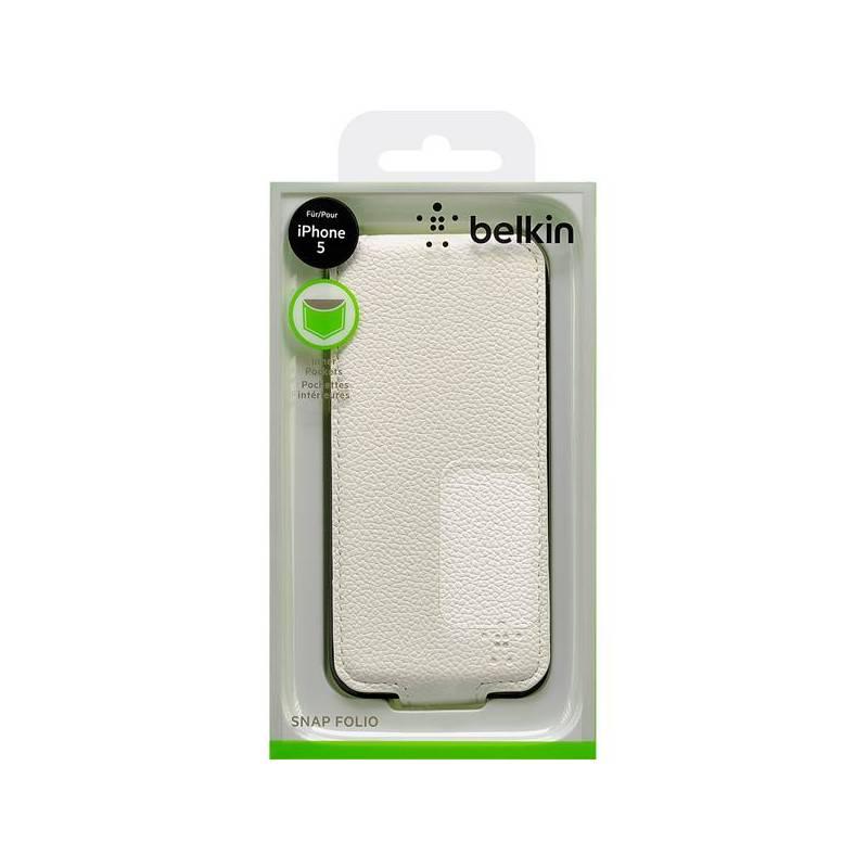 Pouzdro na mobil Belkin Snap Folio pro iPhone 5 (F8W100vfC03) bílé, pouzdro, mobil, belkin, snap, folio, pro, iphone, f8w100vfc03, bílé