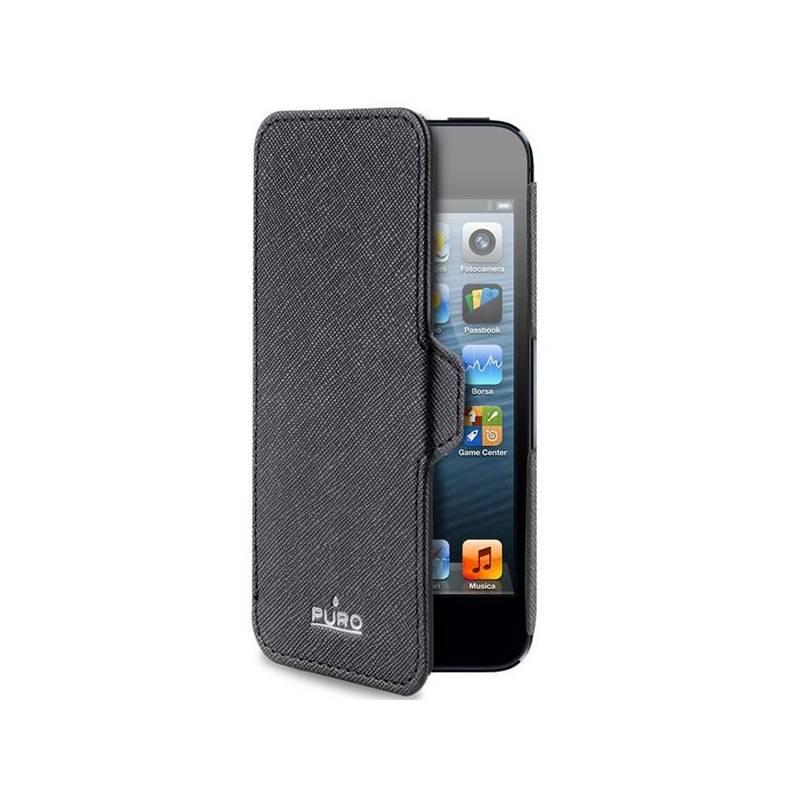 Pouzdro na mobil Puro Booklet Ultra Slim pro Apple  iPhone 5 (IPC5BOOKBLK) černé, pouzdro, mobil, puro, booklet, ultra, slim, pro, apple, iphone, ipc5bookblk