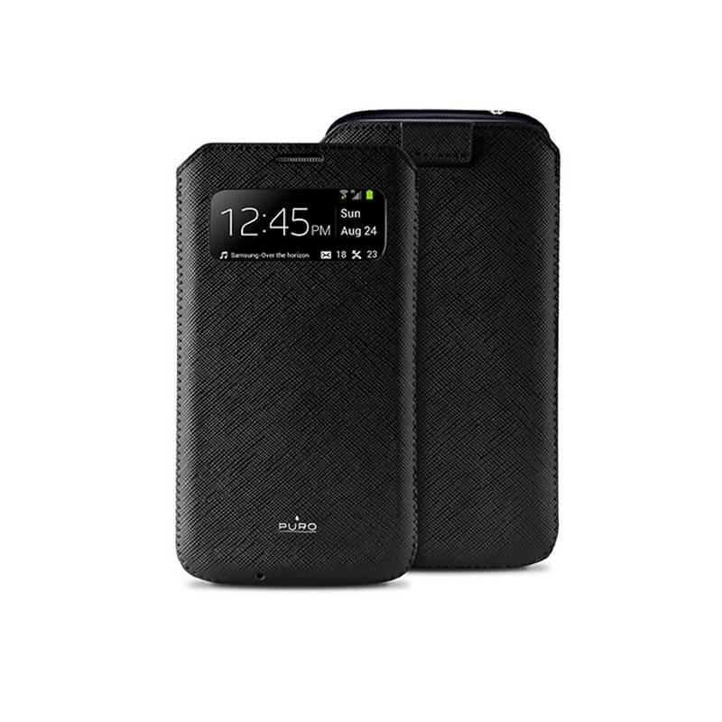 Pouzdro na mobil Puro VIEW Slim Essential pro Samsung Galaxy S4 (PCSLIMS4VIEWBLK) černé, pouzdro, mobil, puro, view, slim, essential, pro, samsung, galaxy, pcslims4viewblk