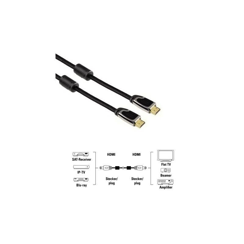 Propojovací kabel Hama HDMI vidlice - HDMI vidlice v.1.4, 5m (83058) černý, propojovací, kabel, hama, hdmi, vidlice, 83058, černý