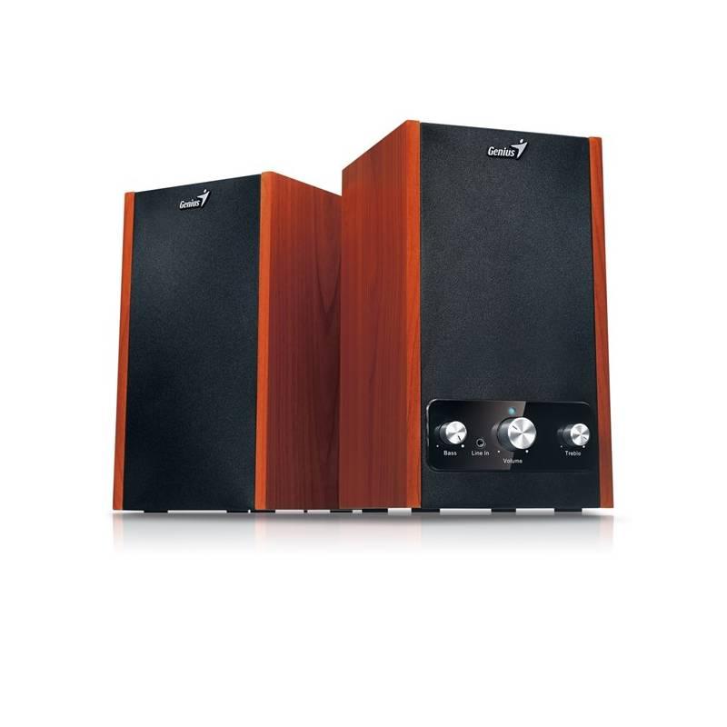 Reproduktory Genius SP-HF1255B 2.0 (31731036100) černý/imitace dřeva, reproduktory, genius, sp-hf1255b, 31731036100, černý, imitace, dřeva