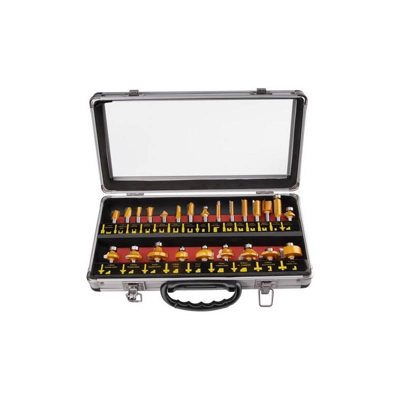 Sada fréz EXTOL PREMIUM 44039, do dřeva s SK plátky, 24 ks v kovovém kufru ocel, sada, fréz, extol, premium, 44039, dřeva, plátky, kovovém