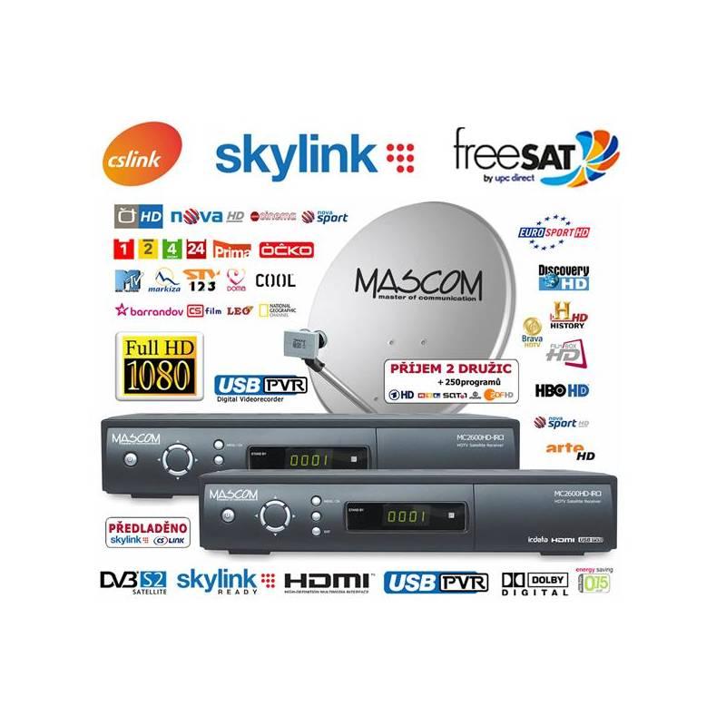 Satelitní komplet Mascom MC2600HD/80MBL TWIN černý, satelitní, komplet, mascom, mc2600hd, 80mbl, twin, černý