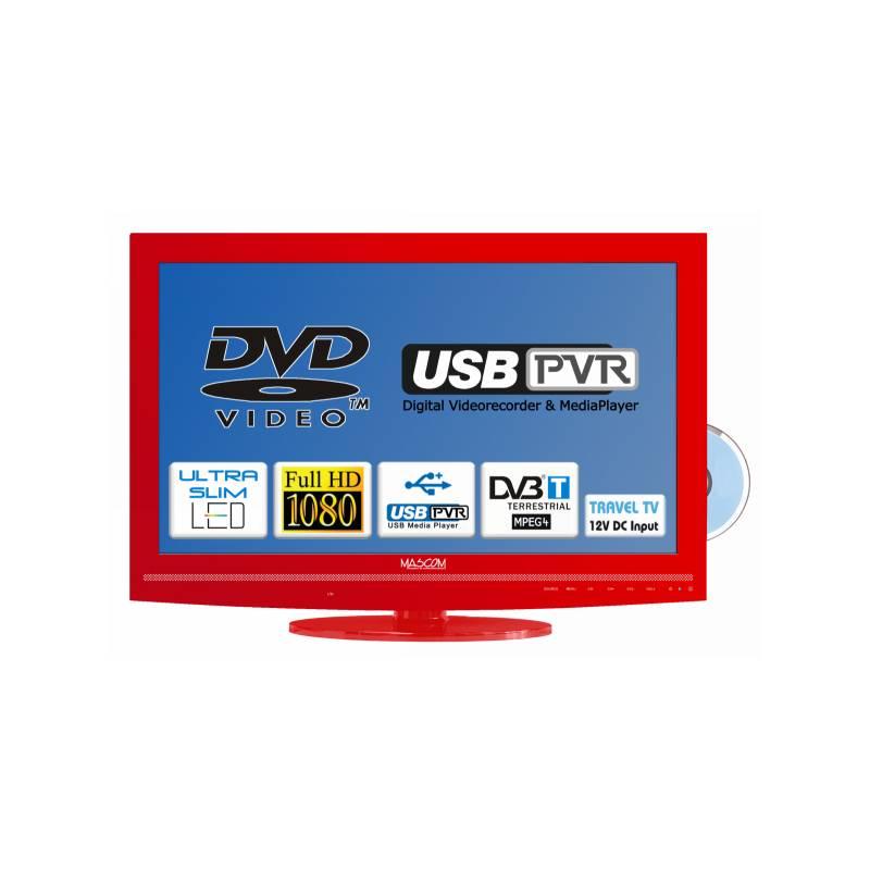 Televize Mascom MC24LFH44DVD USB PVR červená, televize, mascom, mc24lfh44dvd, usb, pvr, červená