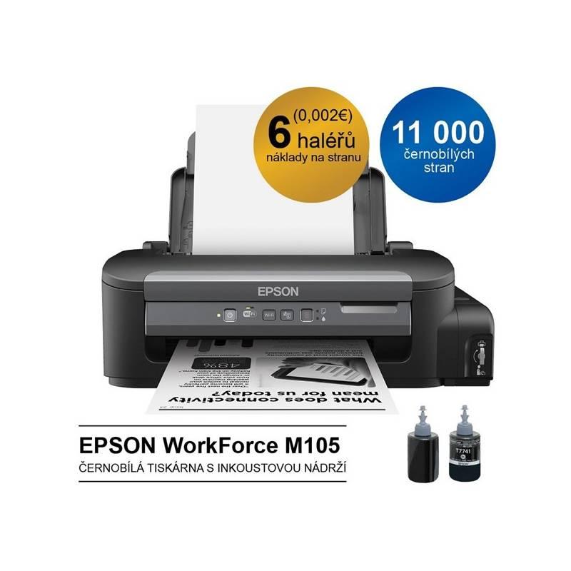 Tiskárna inkoustová Epson WorkForce M105, CIS (C11CC85301) černá, tiskárna, inkoustová, epson, workforce, m105, cis, c11cc85301, černá