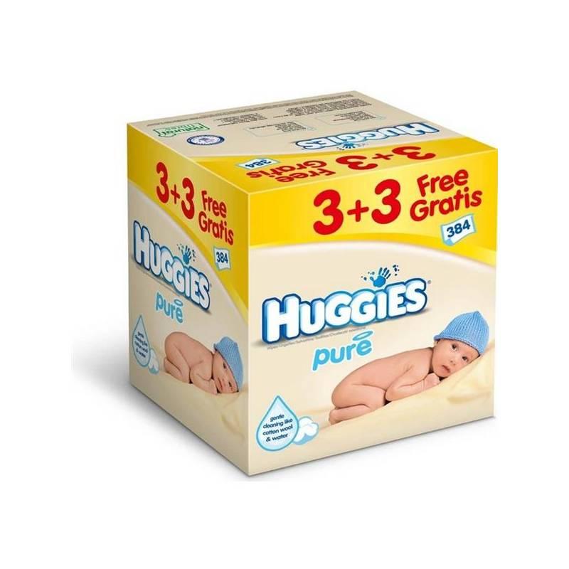 Ubrousky čistící Huggies Pure 3+3 Gratis (64x6), ubrousky, čistící, huggies, pure, gratis, 64x6
