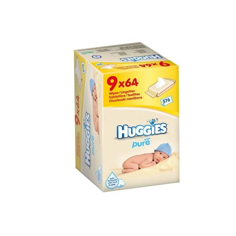 Ubrousky čistící Huggies Pure Nine Pack 9x64ks, ubrousky, čistící, huggies, pure, nine, pack, 9x64ks