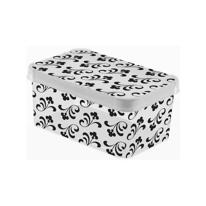 Úložný box Curver Milky - Dark Arabesque 04710-A53, vel. S černý/šedý/bílý, Úložný, box, curver, milky, dark, arabesque, 04710-a53, vel, černý, šedý, bílý