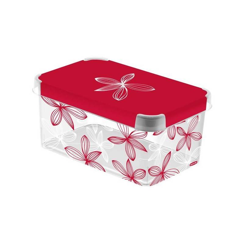 Úložný box Curver Milky - Red  & White Lily 04710-L05, vel. S červený, Úložný, box, curver, milky, red, white, lily, 04710-l05, vel, červený