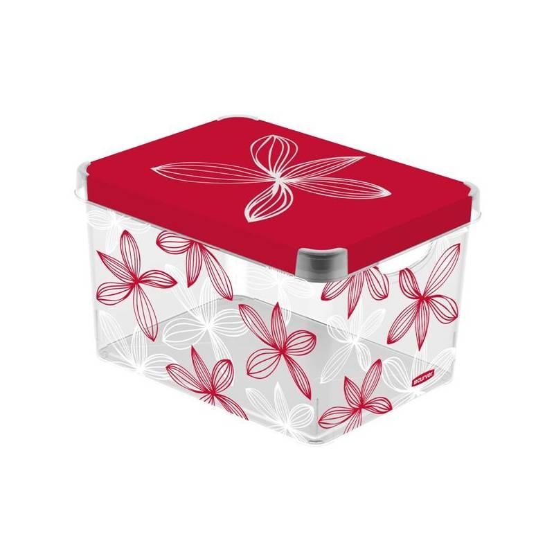 Úložný box Curver Milky - Red  & White Lily 04711-L05, vel. L červený, Úložný, box, curver, milky, red, white, lily, 04711-l05, vel, červený