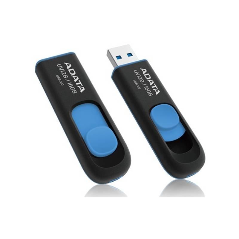 USB flash disk A-Data DashDrive UV128 16GB (AUV128-16G-RBE) černý/modrý, usb, flash, disk, a-data, dashdrive, uv128, 16gb, auv128-16g-rbe, černý, modrý