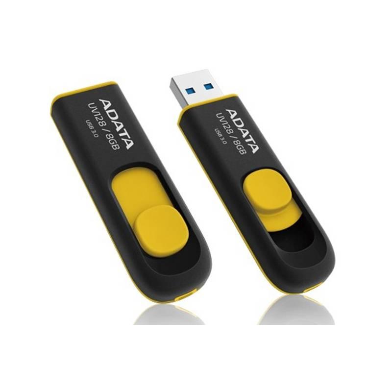 USB flash disk A-Data DashDrive UV128 8GB (AUV128-8G-RBY) černý/žlutý, usb, flash, disk, a-data, dashdrive, uv128, 8gb, auv128-8g-rby, černý, žlutý