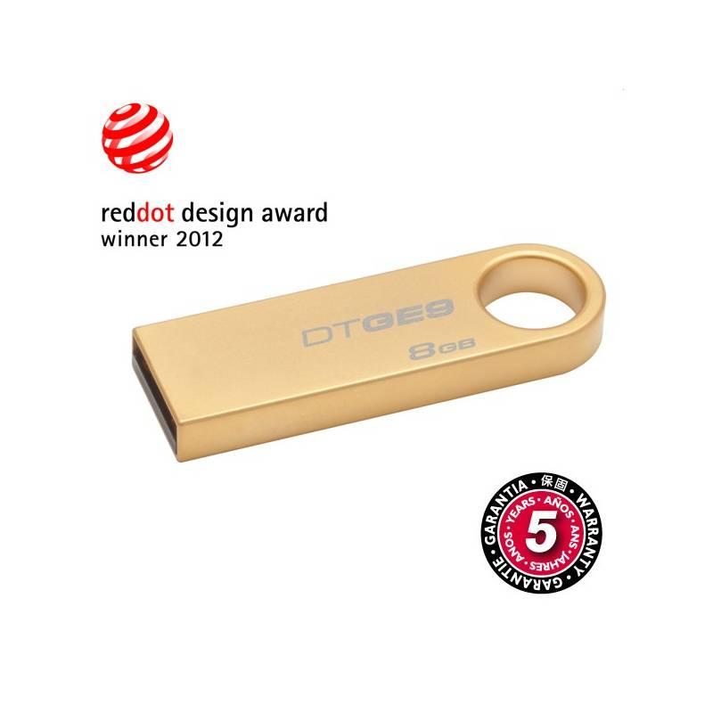 USB flash disk Kingston DataTraveler GE9 8GB (DTGE9/8GB) zlatý, usb, flash, disk, kingston, datatraveler, ge9, 8gb, dtge9, zlatý