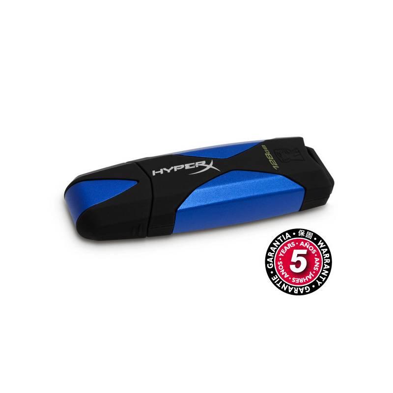USB flash disk Kingston DataTraveler HyperX 3.0 128GB (DTHX30/128GB) černý/modrý, usb, flash, disk, kingston, datatraveler, hyperx, 128gb, dthx30, černý, modrý