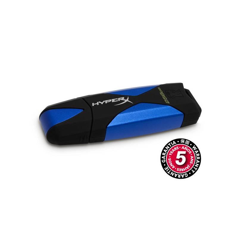 USB flash disk Kingston DataTraveler HyperX 3.0 256GB (DTHX30/256GB) černý/modrý, usb, flash, disk, kingston, datatraveler, hyperx, 256gb, dthx30, černý, modrý