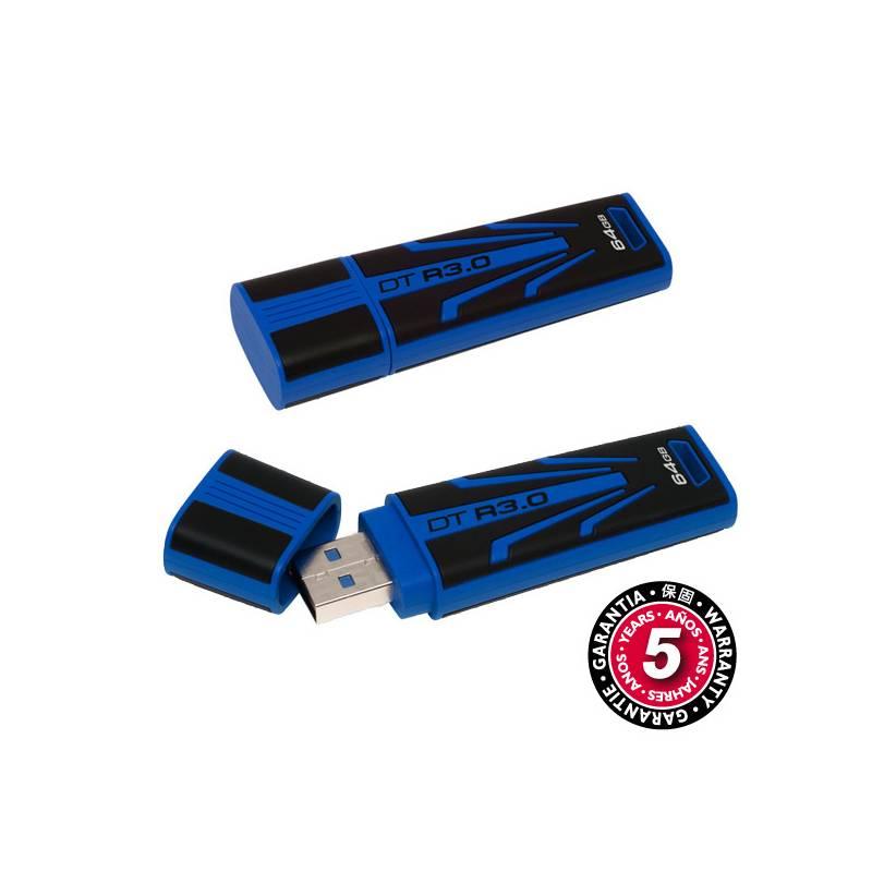 USB flash disk Kingston DataTraveler R3.0 64GB (DTR30/64GB) modrý, usb, flash, disk, kingston, datatraveler, 64gb, dtr30, modrý