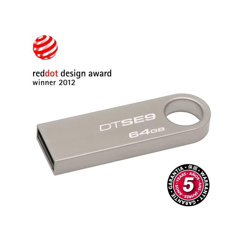 USB flash disk Kingston DataTraveler SE9 64GB (DTSE9H/64GB) stříbrný, usb, flash, disk, kingston, datatraveler, se9, 64gb, dtse9h, stříbrný