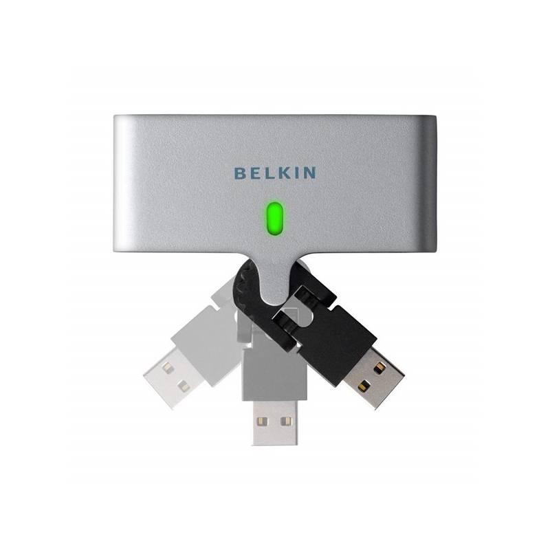 USB Hub Belkin Travel Port Swivel 4-port (F5U415cw) stříbrný, usb, hub, belkin, travel, port, swivel, 4-port, f5u415cw, stříbrný