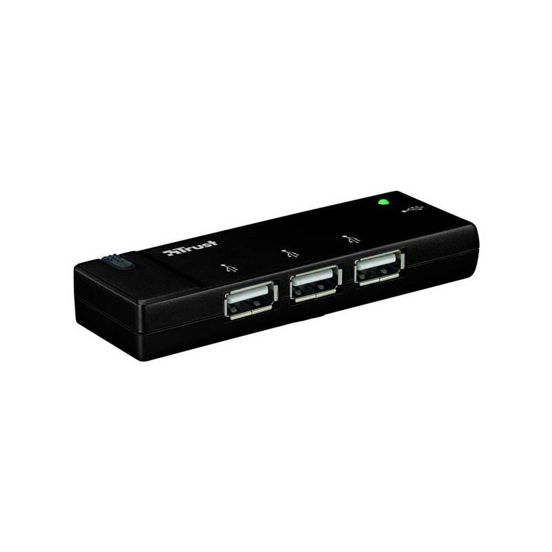 USB Hub Trust HU-4445p (15005) černý, usb, hub, trust, hu-4445p, 15005, černý