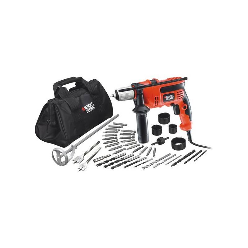 Vrtačka ruční Black-Decker CD714CREW2 710W, 40ks příslušenství, SoftBag červená, vrtačka, ruční, black-decker, cd714crew2, 710w, 40ks, příslušenství