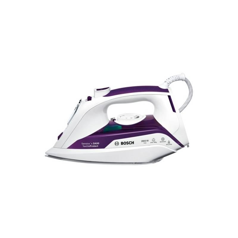 Žehlička Bosch TDA502801T bílá/fialová, Žehlička, bosch, tda502801t, bílá, fialová