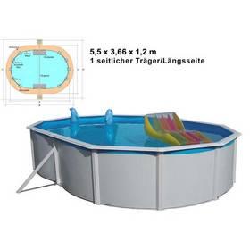 Bazén Steinbach Nuovo de Luxe oval 5,5x3,66x1,2 m s kovovou konstrukcí vč. pískové filtrace Cleanmaster, 4 m3/h