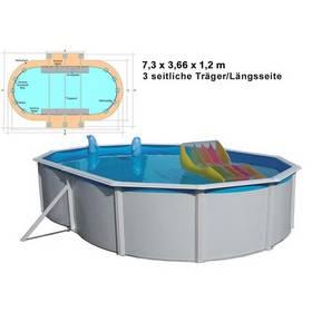 Bazén Steinbach Nuovo de Luxe oval 7,3x3,66x1,2 m s kovovou konstrukcí vč. pískové filtrace Classic 400, 6,6m3/hod