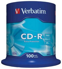 Disk Verbatim CD-R 700MB/80min, 52x, Extra Protection, 100-cake (43411) (Náhradní obal / Silně deformovaný obal 2100017321)