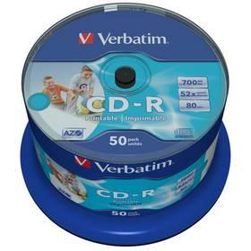Disk Verbatim CD-R 700MB/80min, 52x, printable, 50-cake (43438)