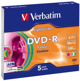 Disk Verbatim DVD-R 4,7GB, 16x, Lightscribe, slim, 5ks (43674)