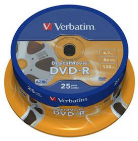 Disk Verbatim DVD-R 4,7GB, 8x, DigitalMovie, 25-cake (43766)