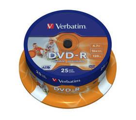 Disk Verbatim DVD-R 4.7GB, 16x, printable, 25-cake (43538)