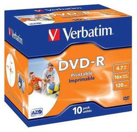 Disk Verbatim DVD-R 4.7GB, 16x, printable, jewel box, 10ks (43521)